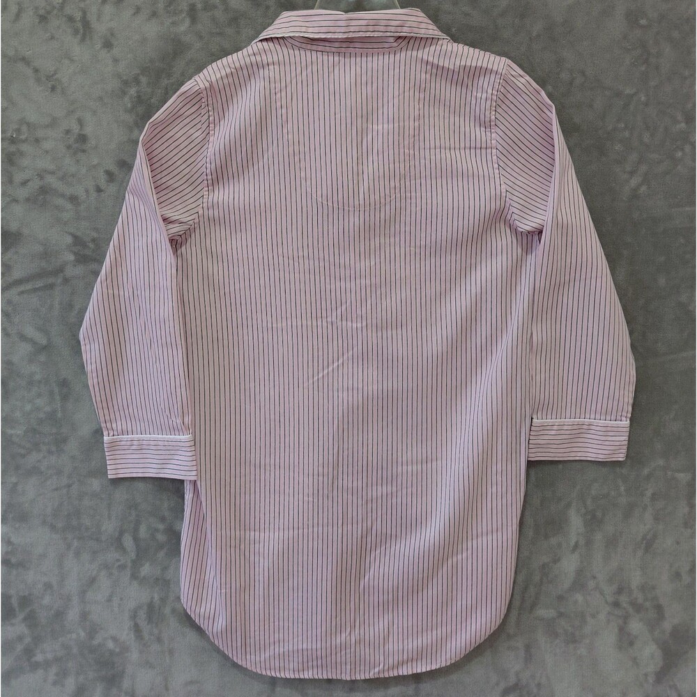 Lauren Ralph Lauren Sleepshirt Women's Large Pink Gray Stripes Monogram Cotton - Picture 4 of 8